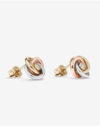Michael Hill - Diamond Accent Tri Tone Knot Stud Earrings in 10kt Yellow, Rose and White Gold