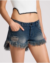 ONE TEASPOON - Dukes Low Waist Mini Denim Shorts - Fox Black