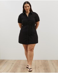 Atmos&Here Curvy - Cara Tie Waist Mini Shirt Dress