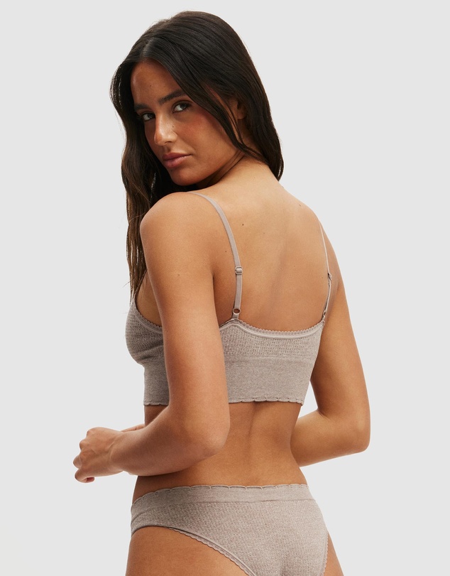 Cotton On Body - Seamless Longline Lace Trim Bralette