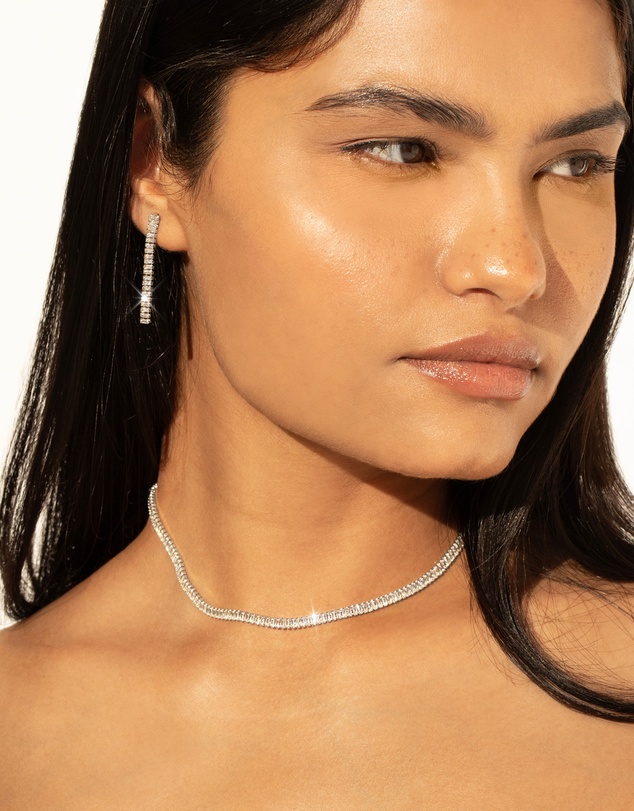 Mestige - Era Radiant Tennis Necklace - Silver Plated