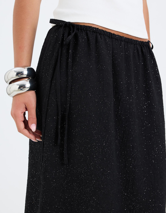Calli - Lucie Sparkle Sheer Low Rise Midi Skirt