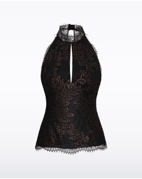 Carla Zampatti - Black Metallic Lace Halter Top