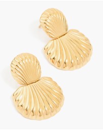 Lovisa - Waterproof Gold Plated Stainless Steel Double Shell Stud Drop Earrings