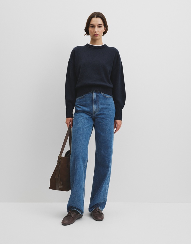 Country Road - Organically Grown Cotton Blend Crop Crew Neck Knit