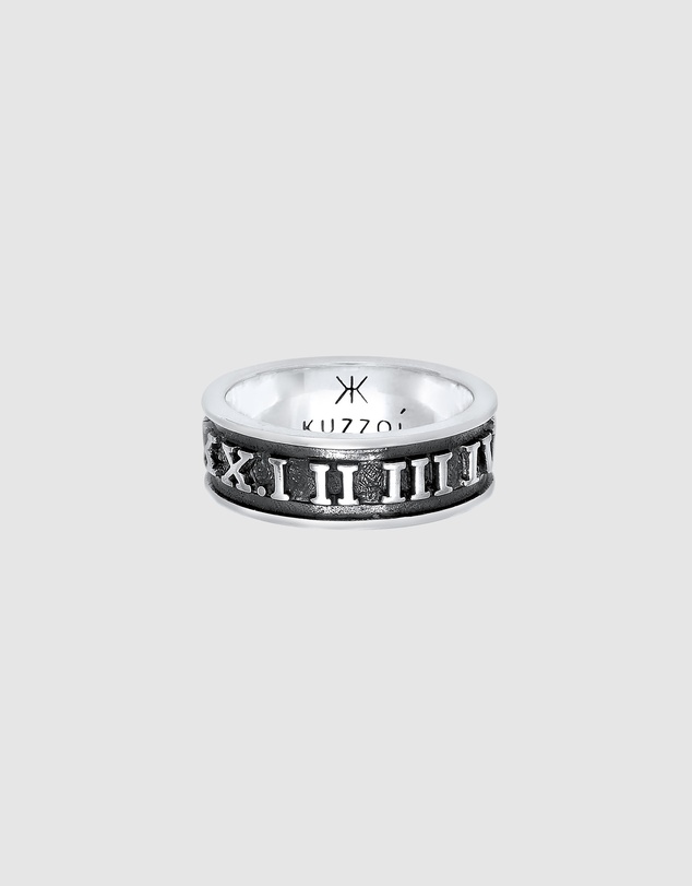 Kuzzoi - ICONIC EXCLUSIVE - Roman Numbers Band Ring in Oxidised 925 Sterling Silver