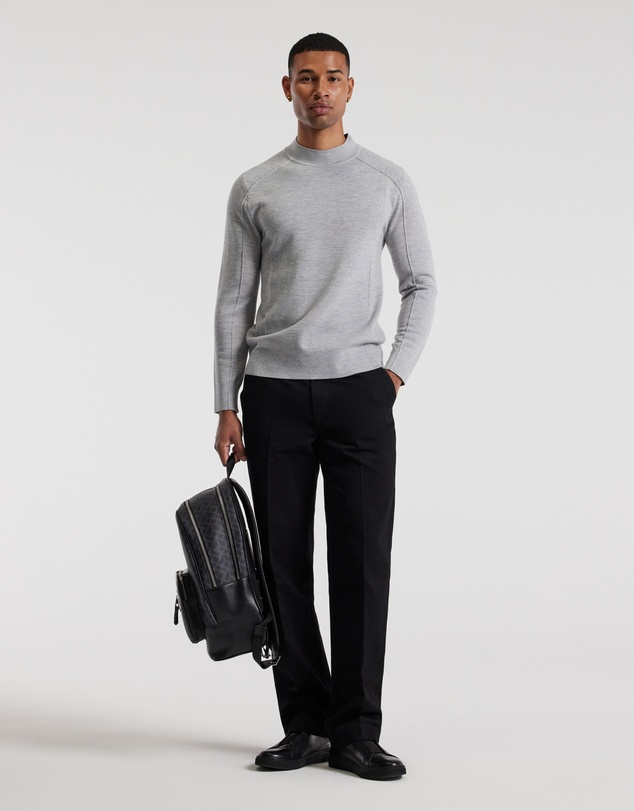 Calibre - Mock Neck Merino Sweater Silver Marle