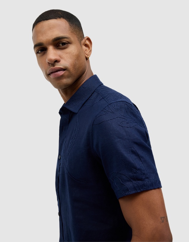 Politix - Embroidered Floral Short Sleeve Shirt