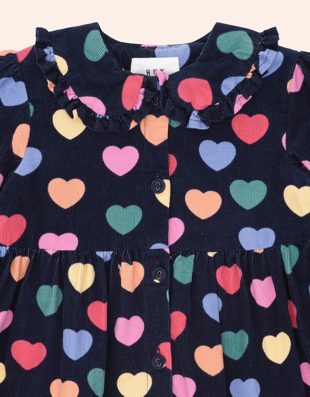Huxbaby - Multi Hearts Cord Dress - Babies-Kids