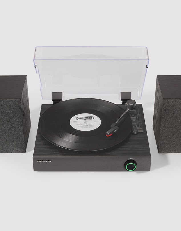 Crosley - Crosley Zane 3-Speed Bluetooth Vinyl Record Player Turntable, with Matching Stereo Speakers - Black
