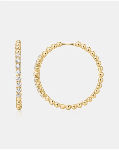 Ania Haie - Ania Haie Gold Large Claw Sphere Beaded Hoop Earrings