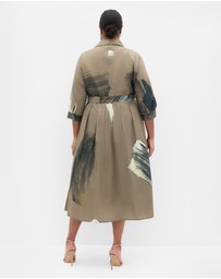 City Chic - Plus size Angel Print Shirt Dress - khaki
