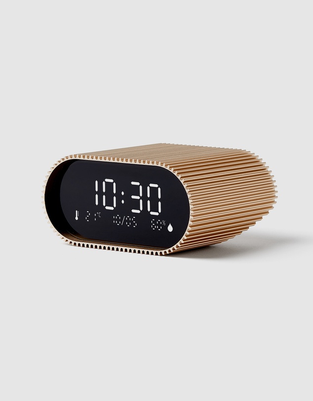 Lexon - Lexon Ray Clock Lcd Alarm Clock With Temperature / Humidity Display - Gold