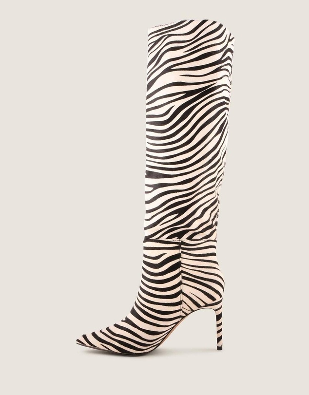 Shelly Shen - Marlow Heel Long Boots Zebra