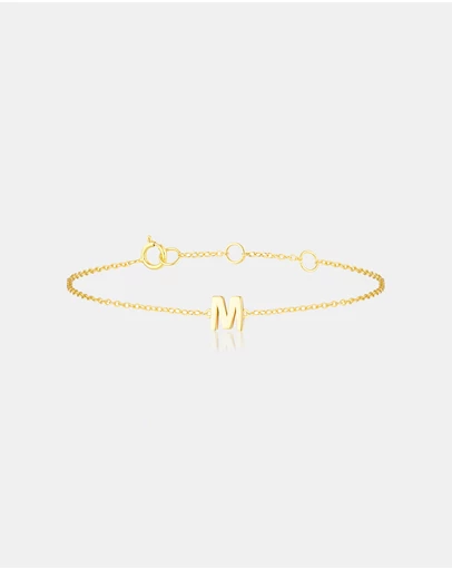The Silver Collective - Children's A-Z Letter Bracelet - M