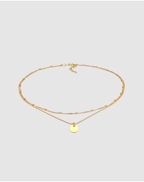 Elli Jewelry - Necklace Choker Layer Platelet in 925 sterling silver gold plated