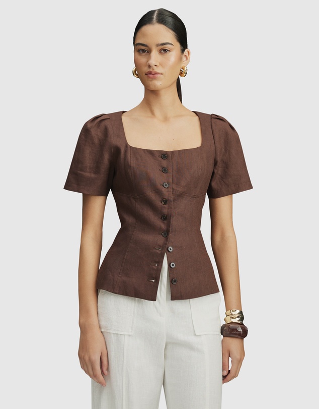 AERE - Audrey Short Sleeve Linen Vest