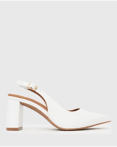Betts - Flounce Block Heel Slingback Pumps