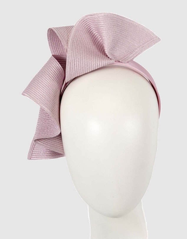 Max Alexander - Large Wavy Dusty Pink Racing Fascinator