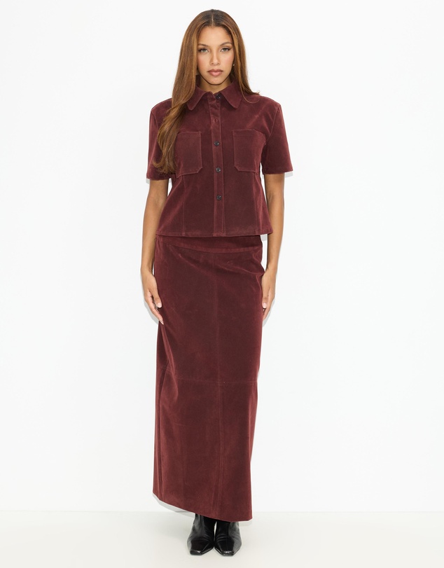 Dazie - Bailey Faux Suede Shirt