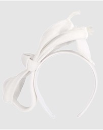 Max Alexander - Large White Velvet Bow Racing Fascinator