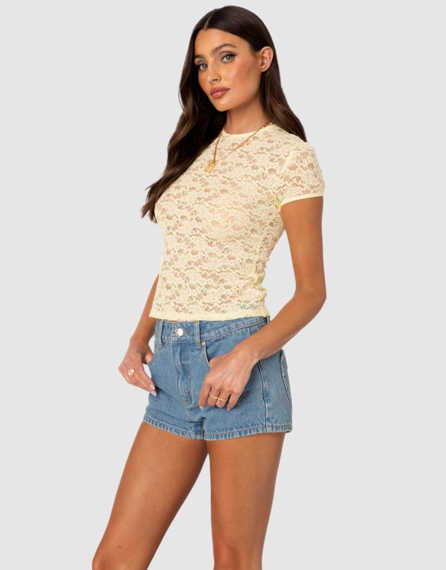 EDIKTED - Kaori Sheer Lace T Shirt