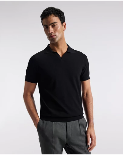 Calibre - Technical Knit Rib Collar Polo Black