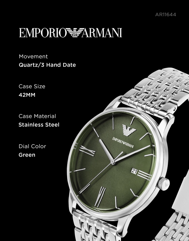 Emporio Armani - Silver Tone Analogue Watch