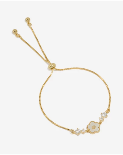 Lovisa - Gold Plated Cubic Zirconia Flower Inlay Toggle Bracelet