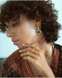 Ottoman Hands - Esther Emerald and Pearl Drop Hoop Earrings