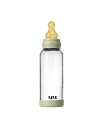 BIBS Denmark - Glass Baby Bottle Latex 1 pack 240 ml Medium Flow Sage