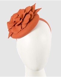 Max Alexander - Felt Orange Winter Pillbox Fascinator