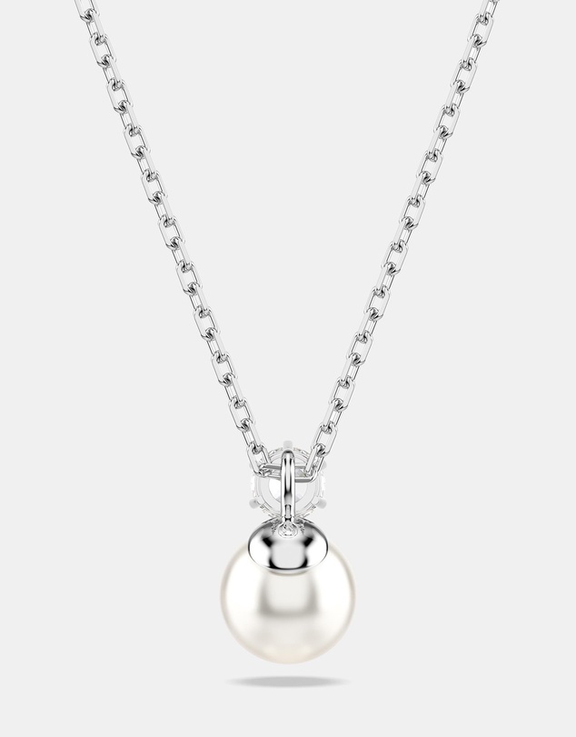 Swarovski - Matrix Pendant, Crystal Pearl, Round Cut, White, Rhodium Plated