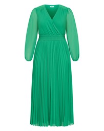 City Chic - Plus size Georgina Pleat Maxi Dress - kelly green