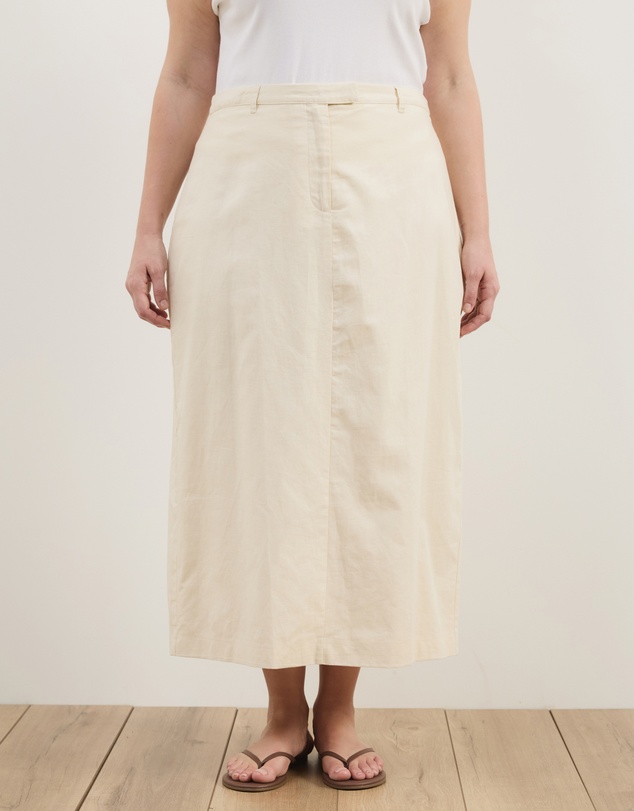 Atmos&Here Curvy - Heidi Linen Blend Midi Skirt
