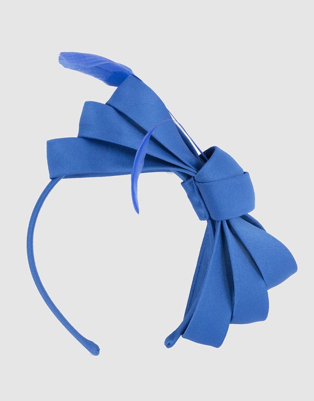 Max Alexander - Large Royal Blue Satin Bow Racing Fascinator