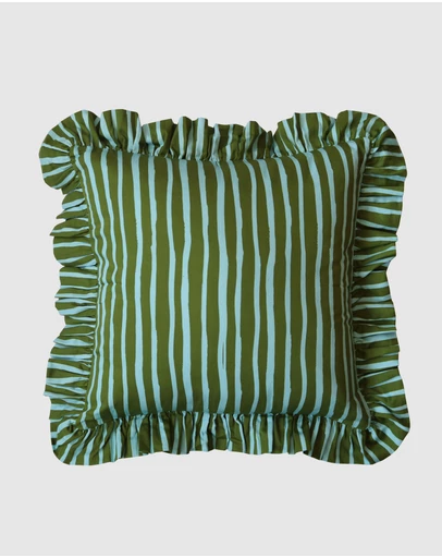 Mosey Me - Strokes Ruffle Cushion - Guacamole