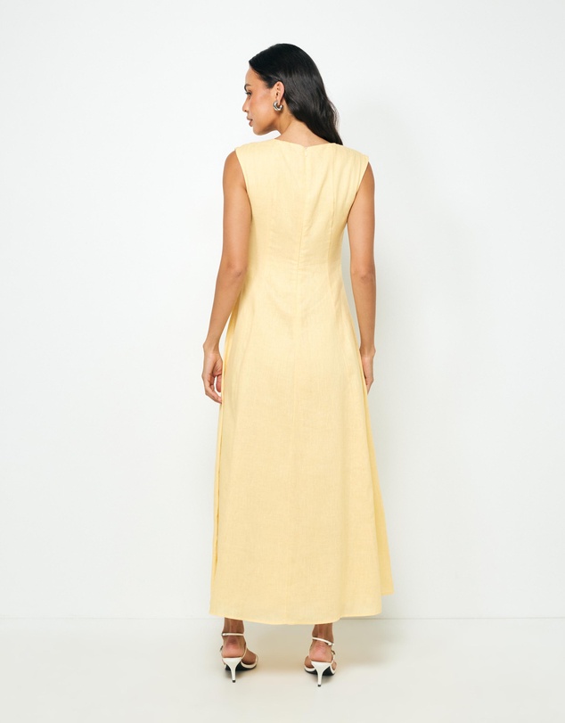 AERE - Chloe Panelled Linen Midi Dress