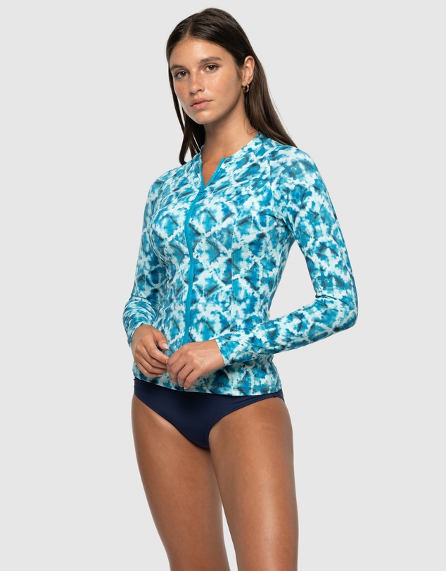 Nip Tuck Swim - Celestial Waters Yolanda Longsleeve Full Zip Sun Top
