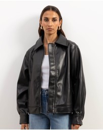 Atmos&Here - Renna Faux Leather Bomber Jacket