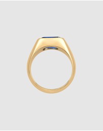 Elli Jewelry - Ring Signet Sapphire Sterling Silver Gold Plated
