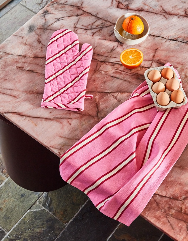 Mosey Me - Raspberry Stripe Oven Mitt