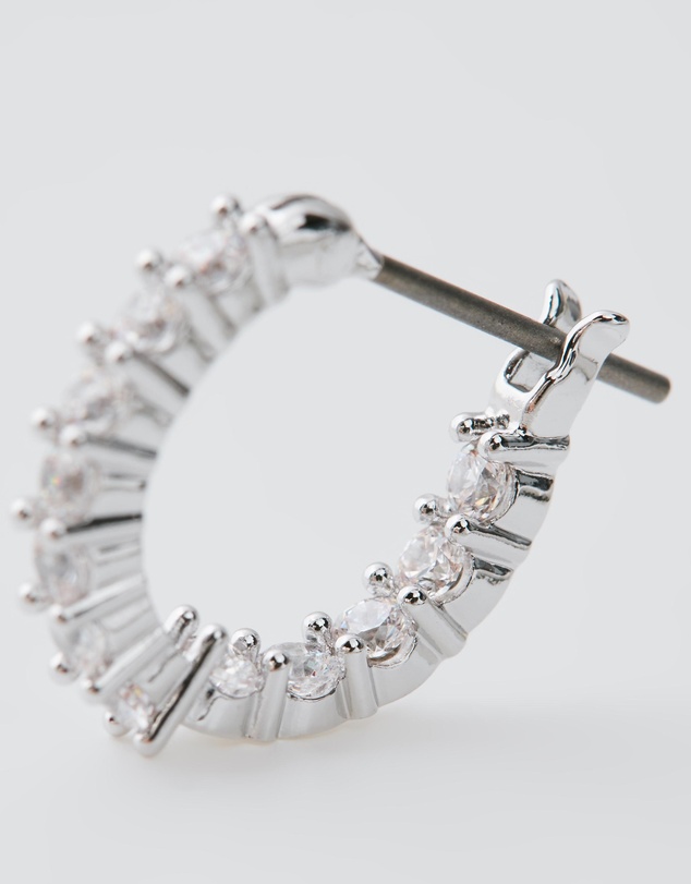 Swarovski - Matrix Vittore hoop earrings, Round cut, White, Rhodium plated
