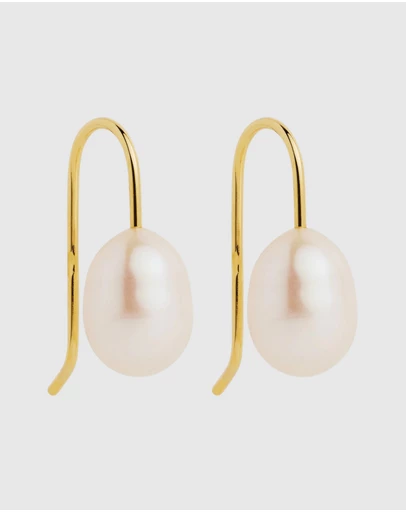 Najo - Isla Yellow Gold Pearl (White) Earring