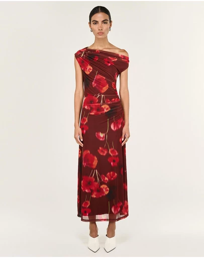 Staple the Label - Vivi Mesh Asymmetrical Midi Dress