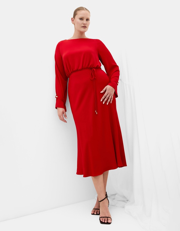 City Chic - Plus size Tara Long Sleeve Maxi Dress - red