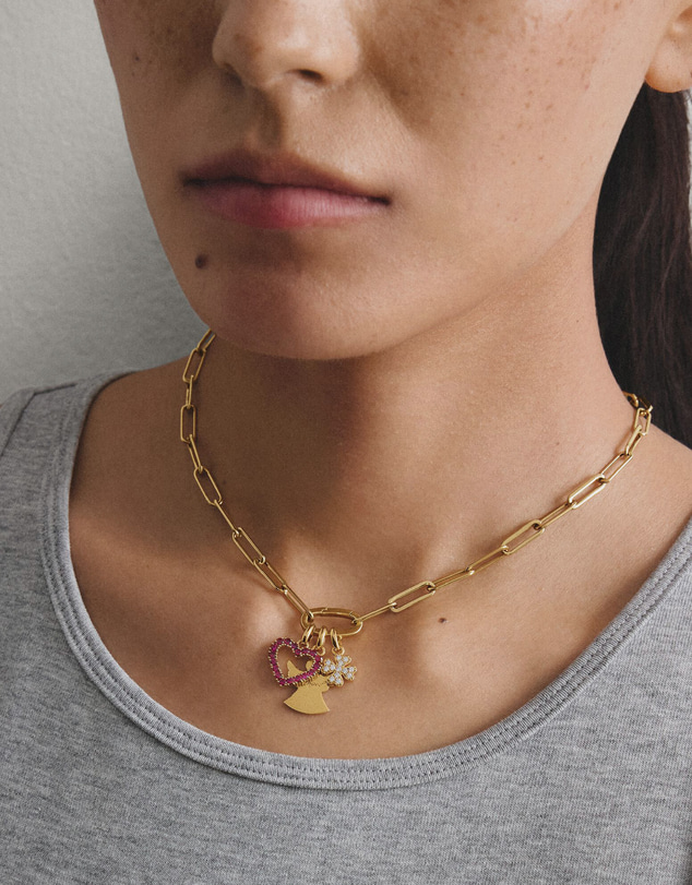 THOMAS SABO - Gold-Plated Heart Charm with Lab-Grown Ruby
