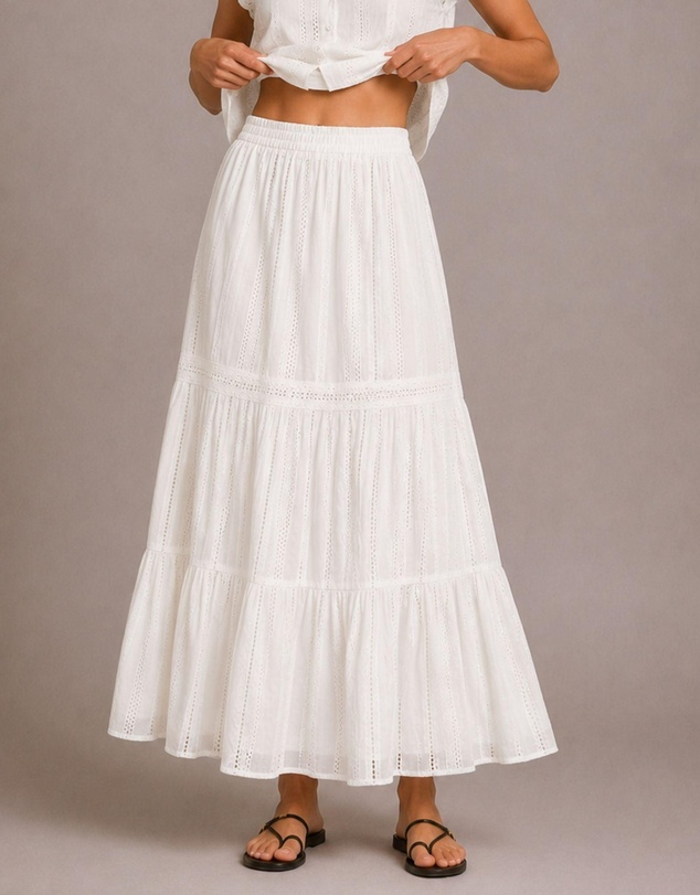 Vero Moda - Bell High Waisted Cotton Maxi Skirt