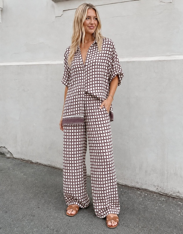 Esther & Co - Mitzi Top - Cocoa Check