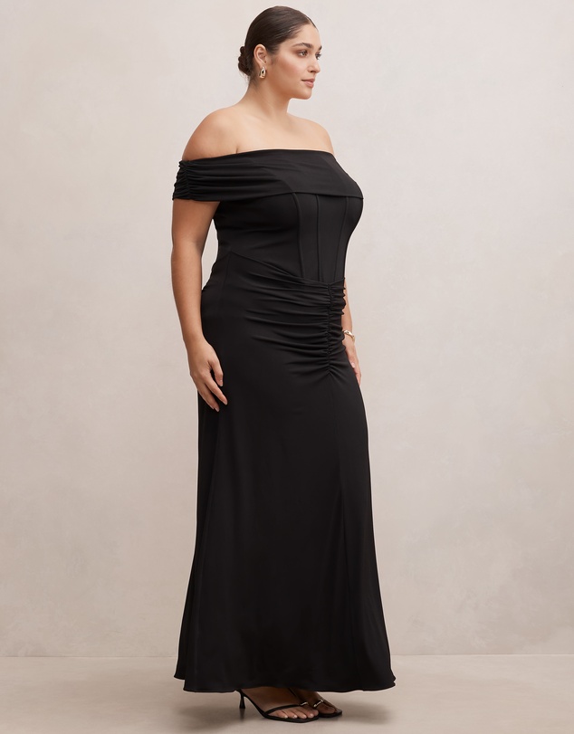 Forever New Curve - Ania Curve Ruched Bardot Maxi Dress